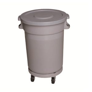 Bote cilíndrico DUST con tapa plana y con dolly 80 litros