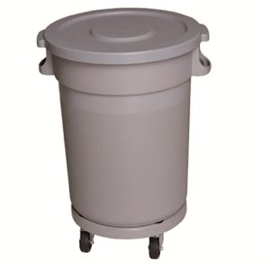 Bote cilíndrico DUST con tapa plana y dolly 168 litros