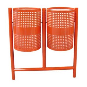 Bote urbano doble de acero al carbón multiperforado, 60 litros