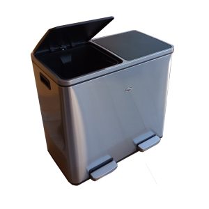 Bote DUST doble de acero inoxidable con doble pedal 48 litros